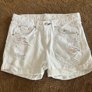 Rag & Bone White Cuffed Denim Shorts